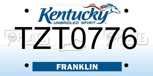 TZT0776 Kentucky License Plate