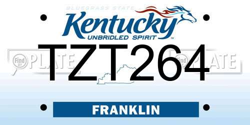 TZT264 Kentucky License Plate