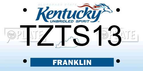 TZTS13 Kentucky License Plate