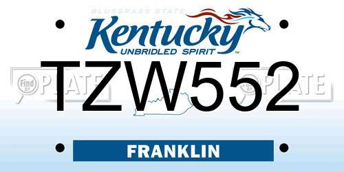 TZW552 Kentucky License Plate
