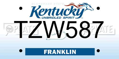TZW587 Kentucky License Plate