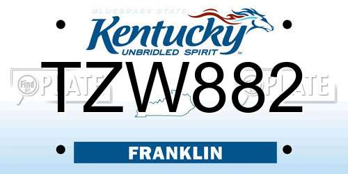 TZW882 Kentucky License Plate