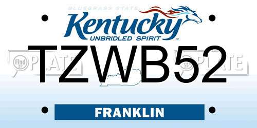 TZWB52 Kentucky License Plate