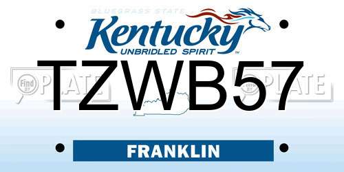 TZWB57 Kentucky License Plate