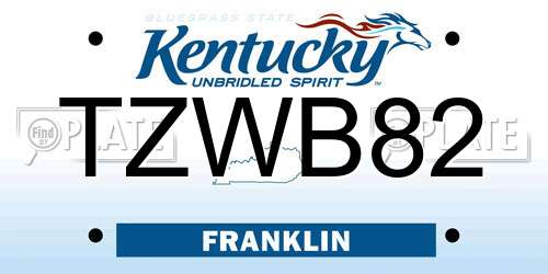 TZWB82 Kentucky License Plate