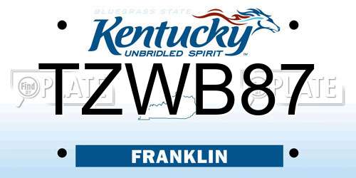 TZWB87 Kentucky License Plate