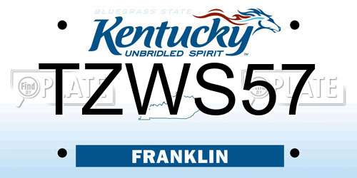 TZWS57 Kentucky License Plate