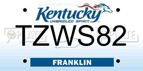 TZWS82 Kentucky License Plate