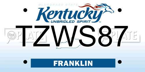 TZWS87 Kentucky License Plate