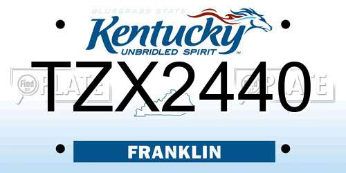 TZX2440 Kentucky License Plate