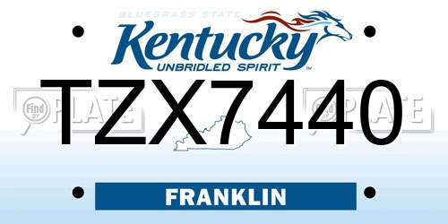 TZX7440 Kentucky License Plate