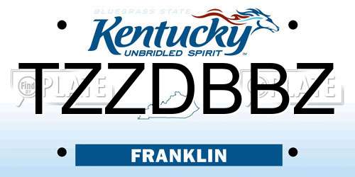 TZZDBBZ Kentucky License Plate