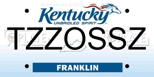 TZZOSSZ Kentucky License Plate