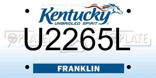 U2265L Kentucky License Plate