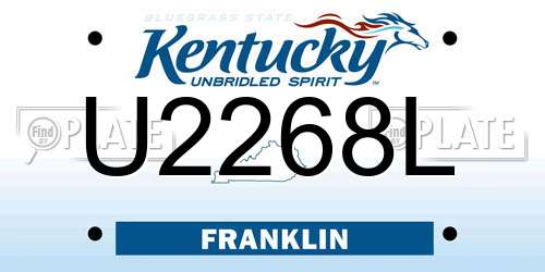 U2268L Kentucky License Plate