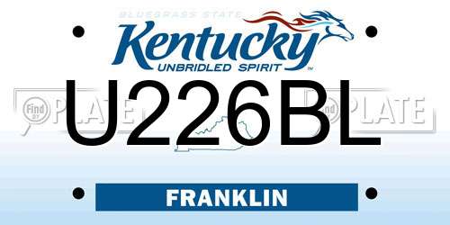 U226BL Kentucky License Plate