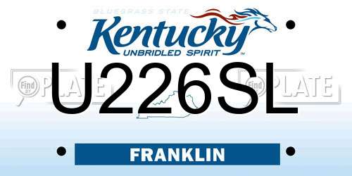 U226SL Kentucky License Plate