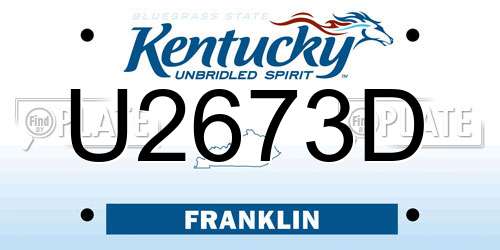 U2673D Kentucky License Plate