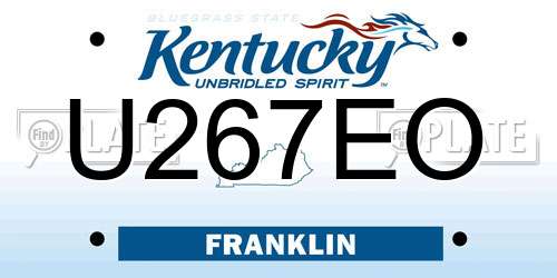 U267EO Kentucky License Plate