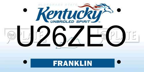 U26ZEO Kentucky License Plate