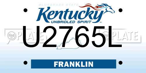 U2765L Kentucky License Plate