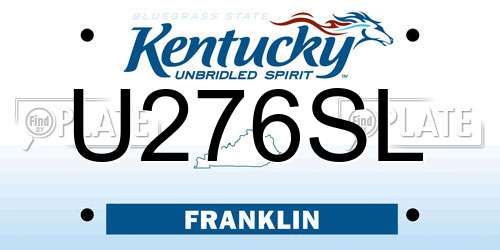 U276SL Kentucky License Plate