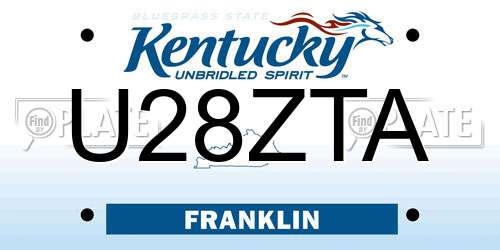 U28ZTA Kentucky License Plate