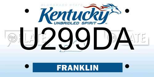 U299DA Kentucky License Plate