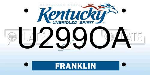 U299OA Kentucky License Plate