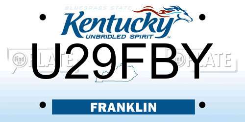 U29FBY Kentucky License Plate