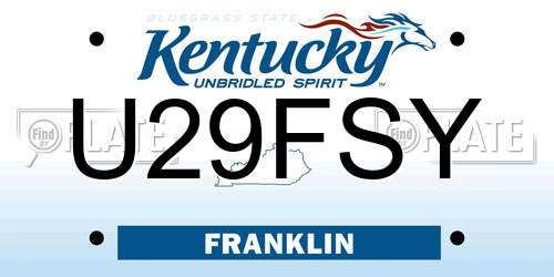 U29FSY Kentucky License Plate