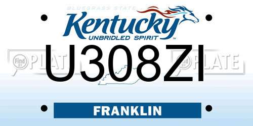 U308ZI Kentucky License Plate
