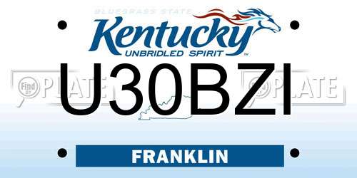 U30BZI Kentucky License Plate