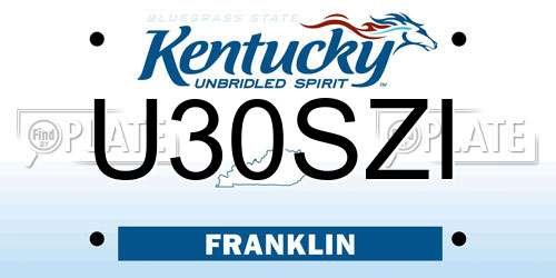 U30SZI Kentucky License Plate