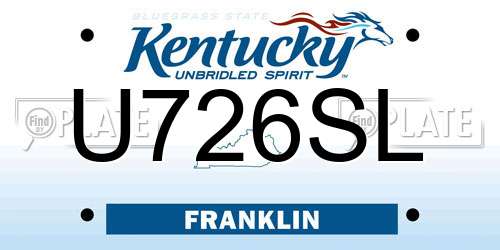 U726SL Kentucky License Plate