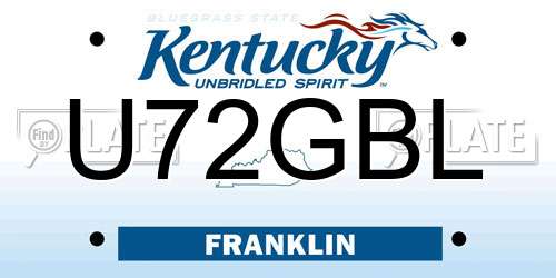 U72GBL Kentucky License Plate