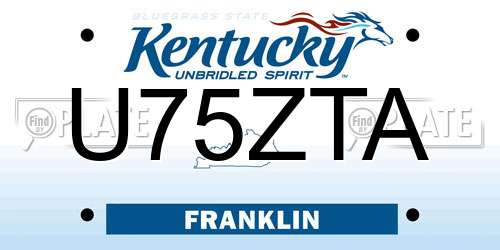 U75ZTA Kentucky License Plate