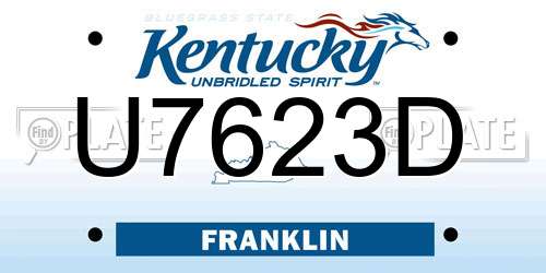 U7623D Kentucky License Plate