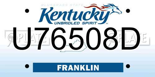 U76508D Kentucky License Plate