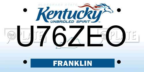 U76ZEO Kentucky License Plate