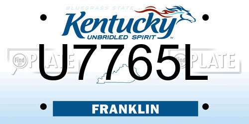 U7765L Kentucky License Plate