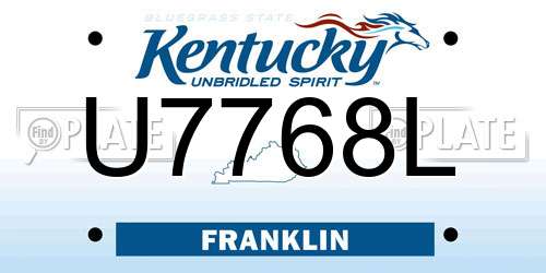 U7768L Kentucky License Plate