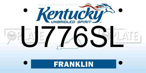U776SL Kentucky License Plate