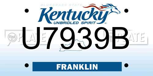 U7939B Kentucky License Plate