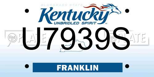 U7939S Kentucky License Plate
