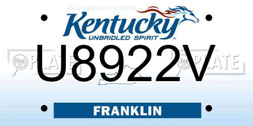 U8922V Kentucky License Plate
