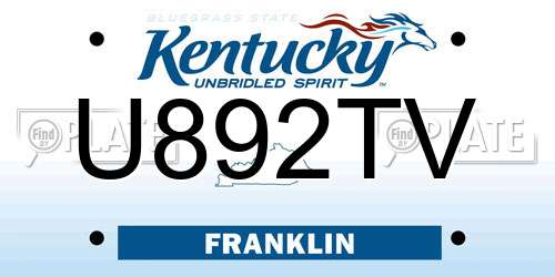 U892TV Kentucky License Plate