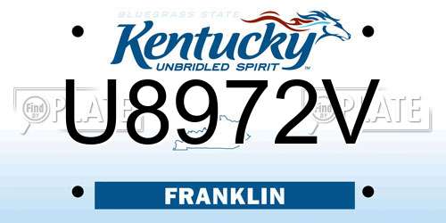 U8972V Kentucky License Plate