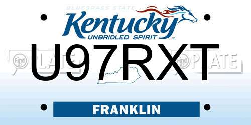 U97RXT Kentucky License Plate