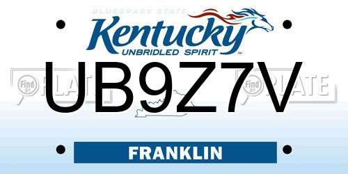 UB9Z7V Kentucky License Plate